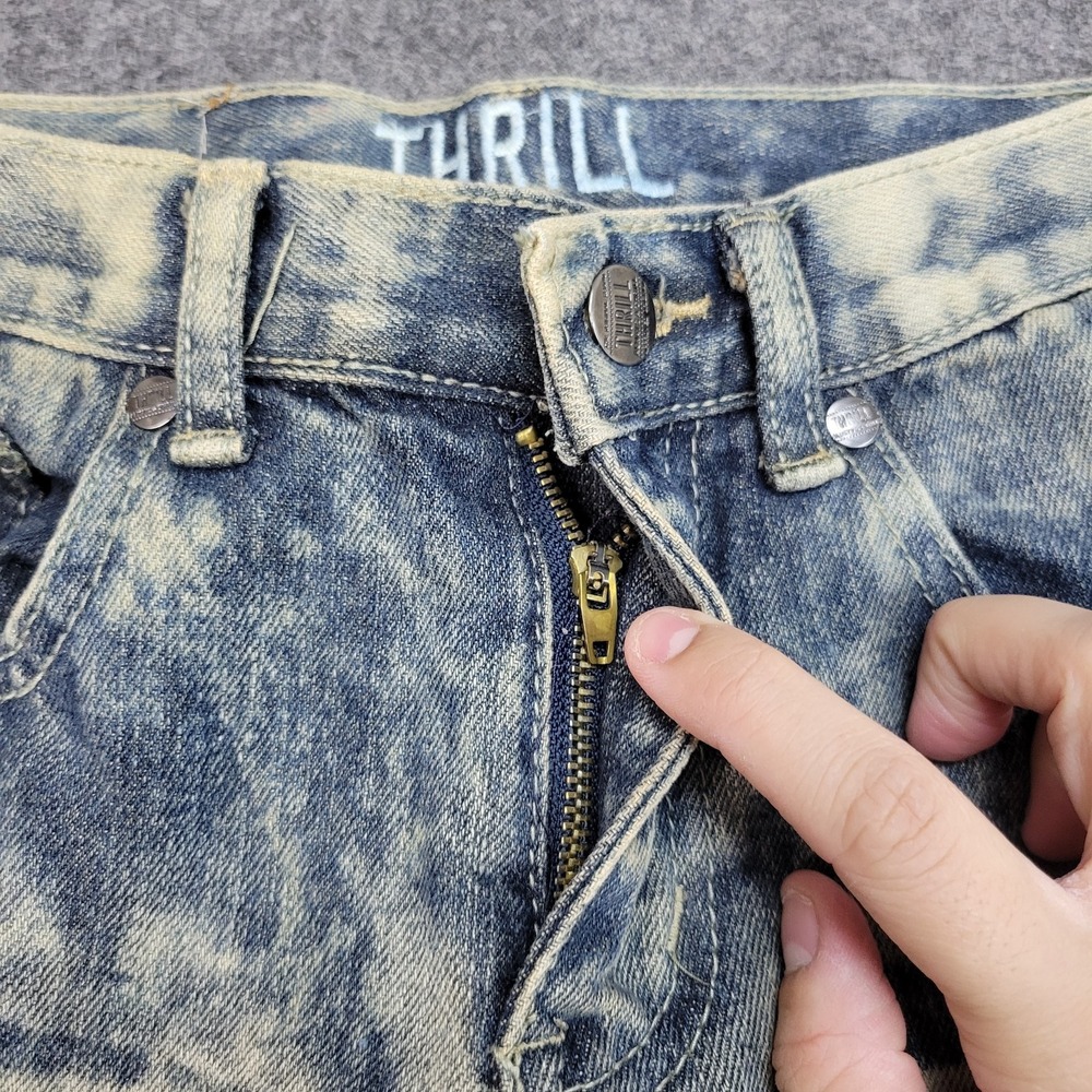 Thrill Jeans Womens 14 Blue Acid Wash Boho Streetwear Streetwear Punker Grunge - Picture 7 of 12